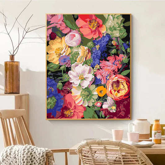 Måla-själv tavla på canvas – Blommigt motiv