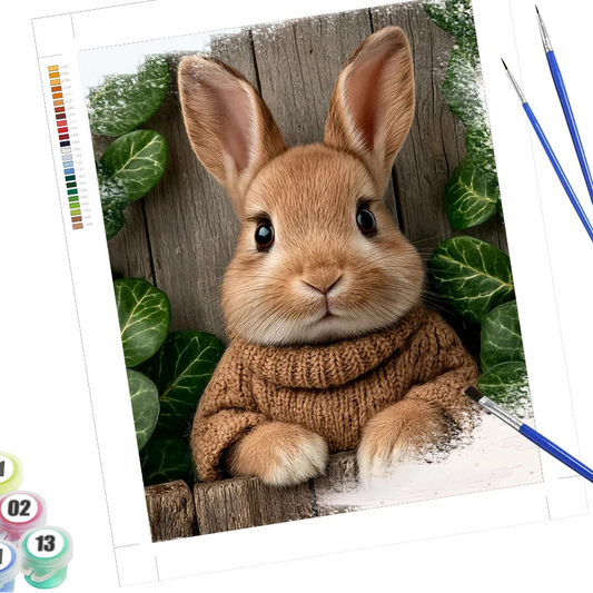 Måla efter nummer – Söt kanin i naturen