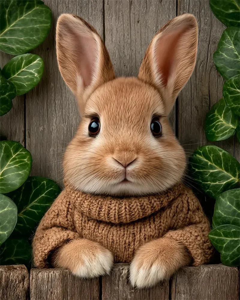 Måla efter nummer – Söt kanin i naturen