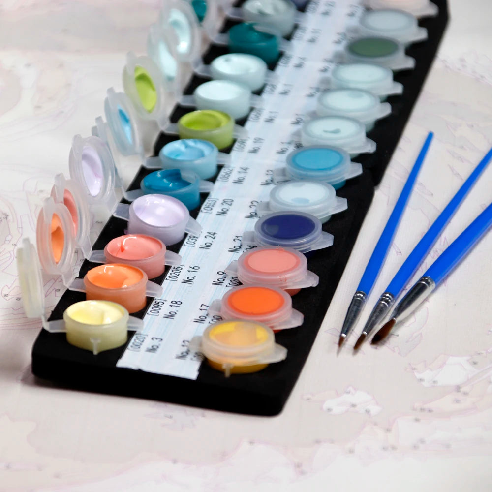 Måla-själv tavla på canvas – Blommigt motiv