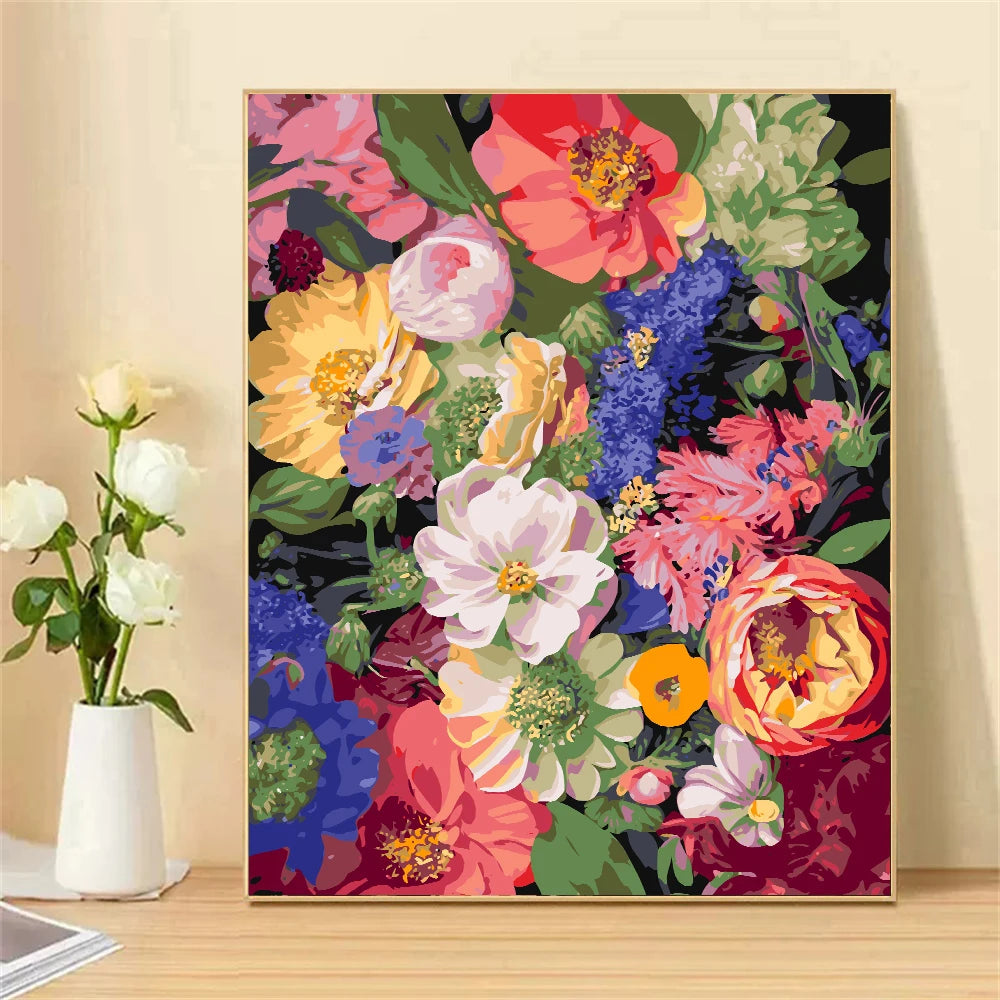 Måla-själv tavla på canvas – Blommigt motiv