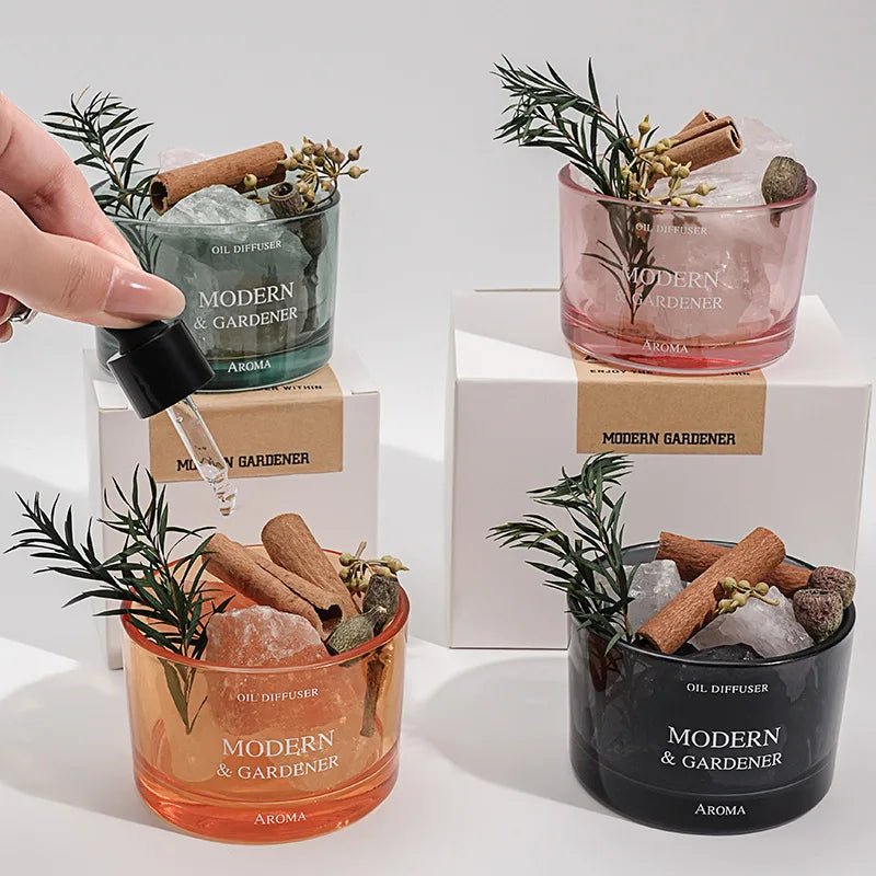 Flamfri aromadiffusor med kristaller – dekorativ aromaterapi