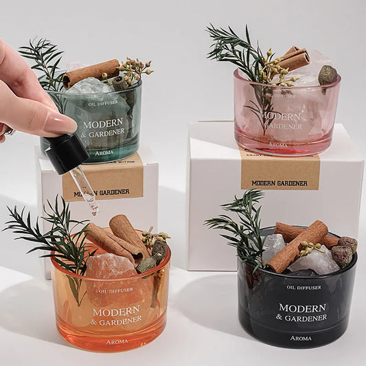 Flamfri aromadiffusor med kristaller – dekorativ aromaterapi