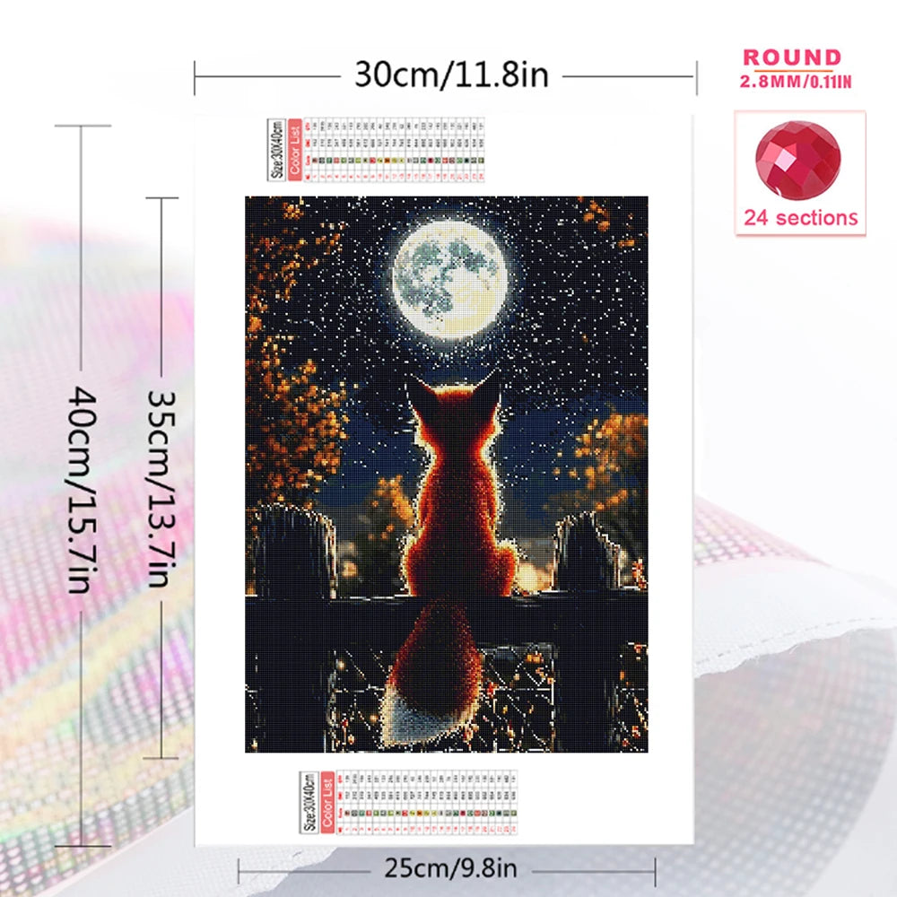 Diamond Painting – mystisk räv under fullmånen