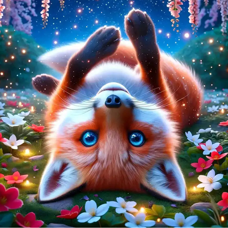 Diamond Painting – Lekfull räv i sagoskog