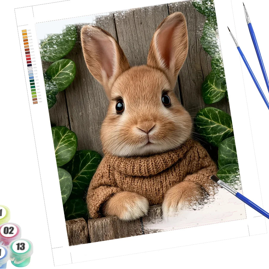 Måla efter nummer – Söt kanin i naturen