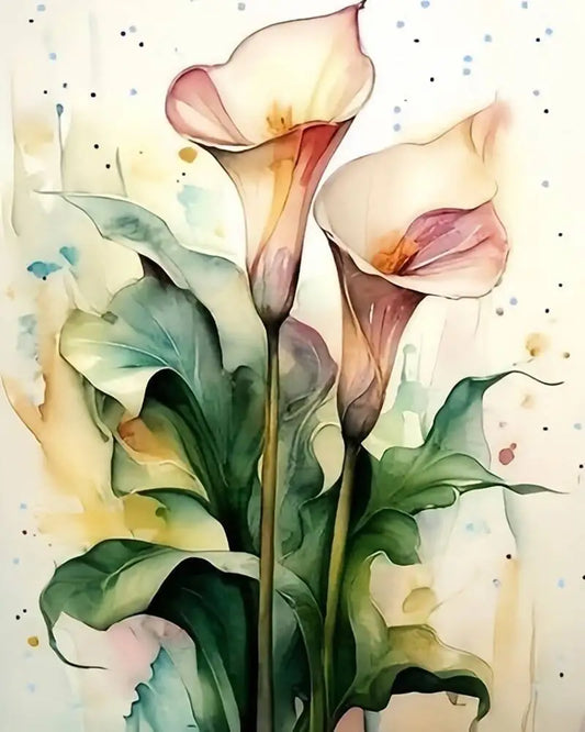 Eleganta kalla-blommor i akvarellstil