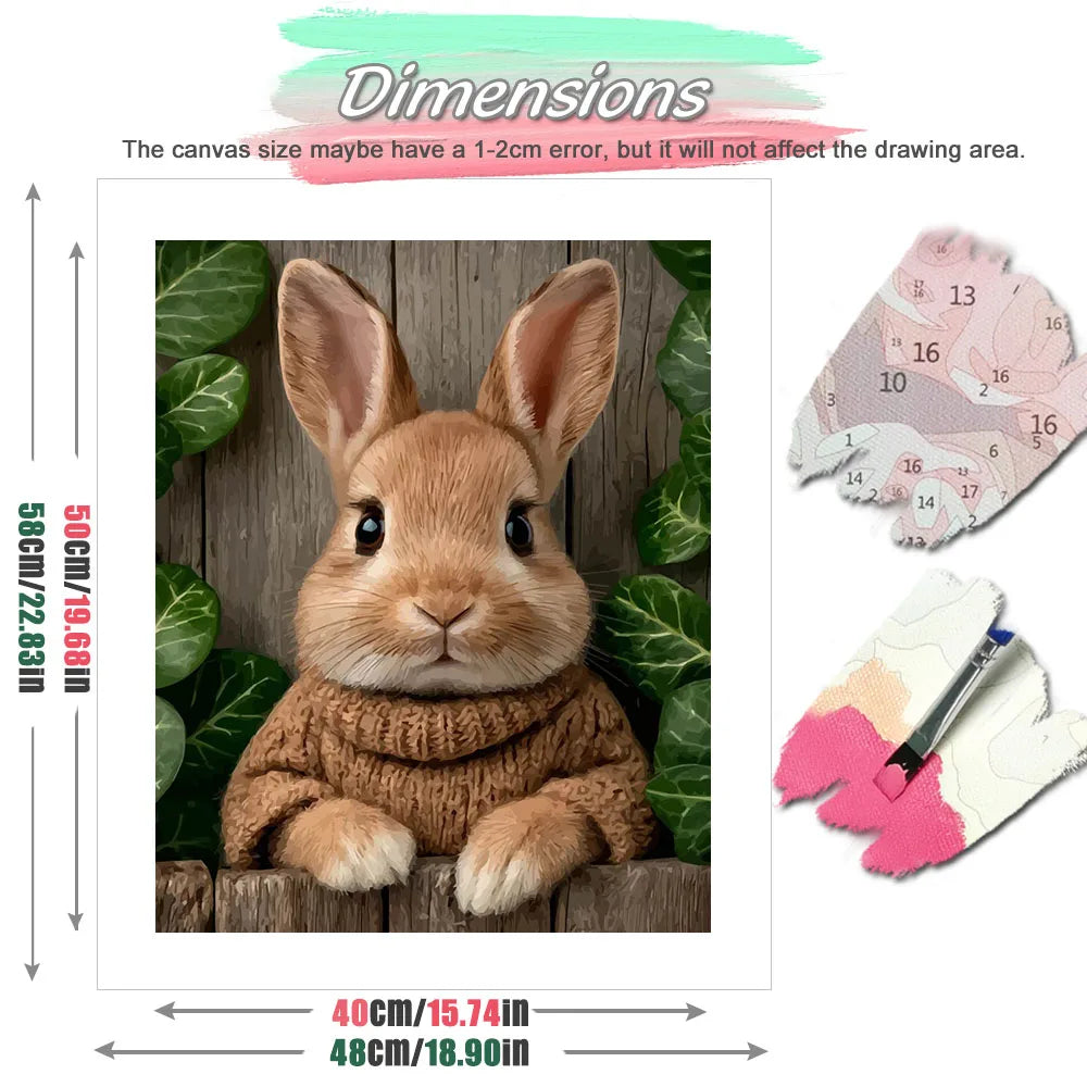 Måla efter nummer – Söt kanin i naturen