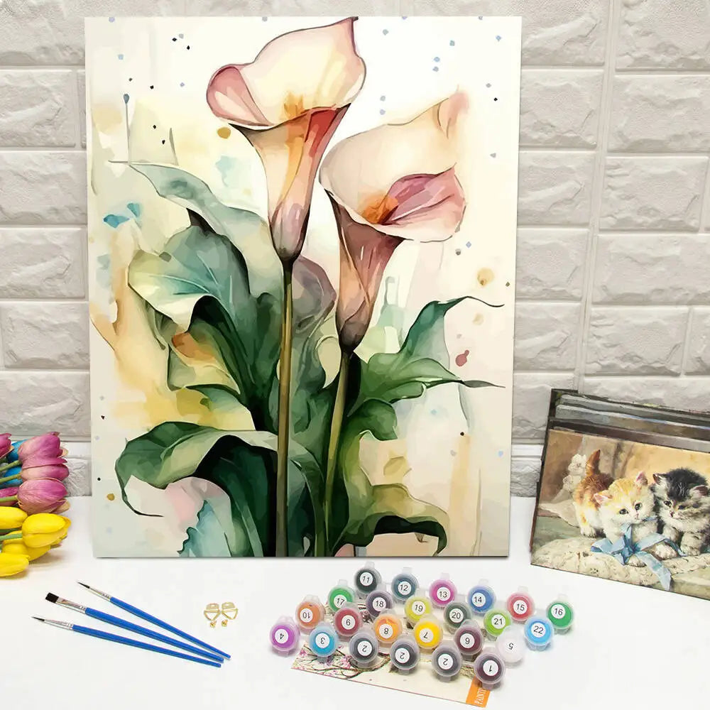 Eleganta kalla-blommor i akvarellstil